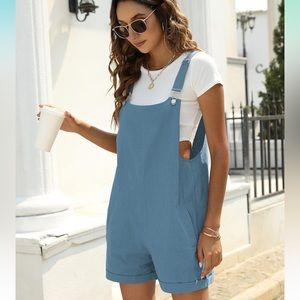 Blue Linen Overalls